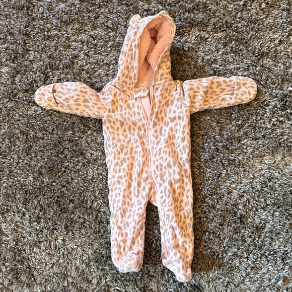 Carter's Pink Leopard Print Footie - Picture 1 of 7